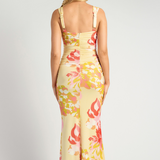Sunset Bloom  Mesh Dress (Red/Lemon)