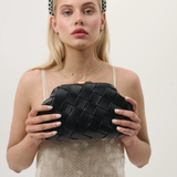 Gianna Woven Clutch Bag in Black