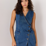 Nora Denim Wrap Mini Dress