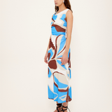 Cielo Mesh Midi Dress (Abstract)