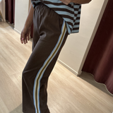 Molly Linen Stripe Pant (Chocolate)