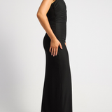 Monica Draped Neckline Maxi Dress (Black)