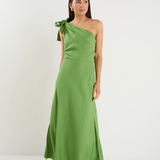 Mirror Apple One Shoulder Bow Midi Dress