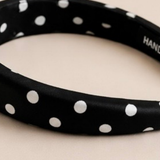 Audrey Satin Polka Dot Headband (black & white)