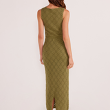 Solano Diamond Knit Midi Skirt (Khaki)