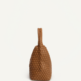 Angie Woven Vegan Leather Handle Bag + Pouch (Caramel)