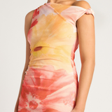 Poppy Dais Jersey Dress (Coral/Yellow)