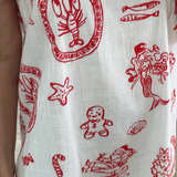 Santa Print Mini Dress (White)