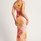 Poppy Dais Jersey Dress (Coral/Yellow)