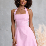 Peony Halter Neck Dress (Pink)