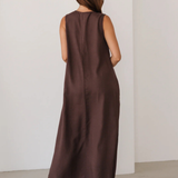 Lola Pleat Dress (Chocolate)