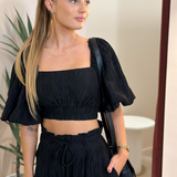 Cecilla Puff Sleeve Top (Black)