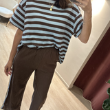 Molly Linen Stripe Pant (Chocolate)