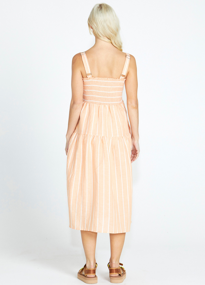 Lydia Striped Midi Dress (Peach)
