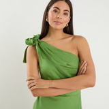 Mirror Apple One Shoulder Bow Midi Dress