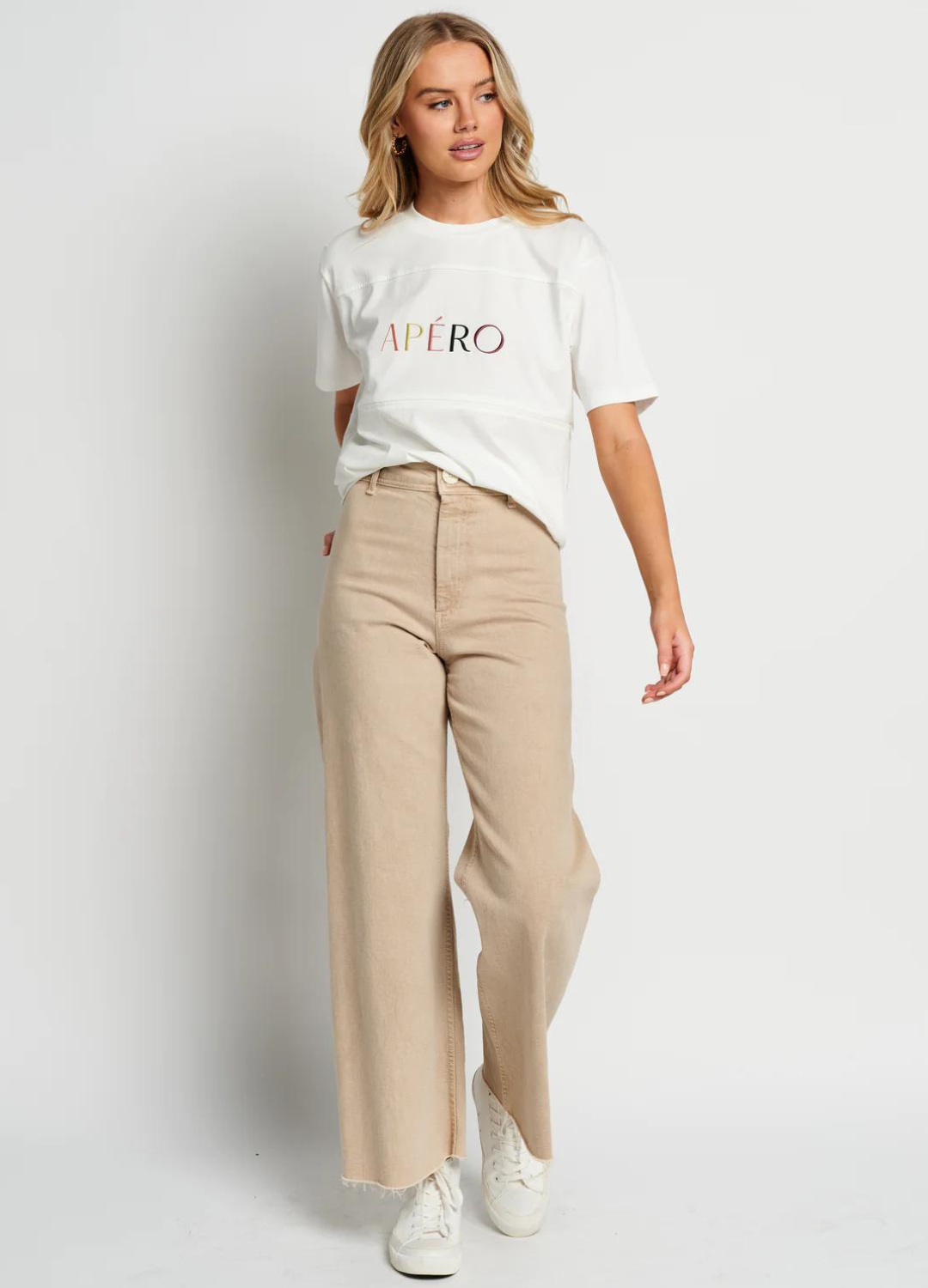 Essential Panel Embroidered Tee (White/ Multi)