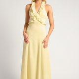 Freya Frill Midi Dress (Lemon)