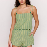 Capri Tie Shoulder Cami - Green Stripe