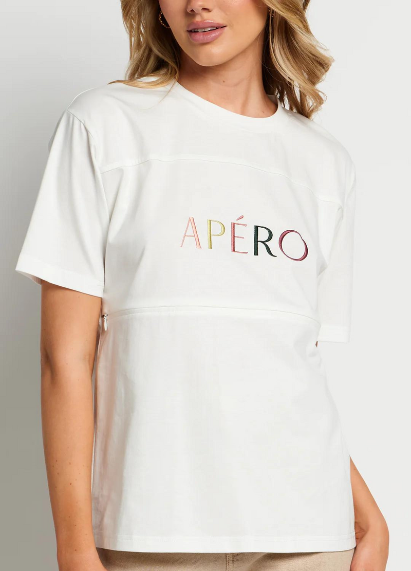Essential Panel Embroidered Tee (White/ Multi)