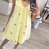 Liara Mini Dress (Yellow/Chocolate Polka Dot)