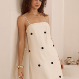 Annie Dress (Beige Black Polka Dot)