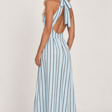 Amara Maxi Dress (Light Blue/Brown Stripe)