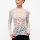 Sandra Long Lace Top (White)