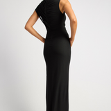 Monica Draped Neckline Maxi Dress (Black)