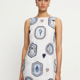 Alessia Mini Dress (Cream/Navy)