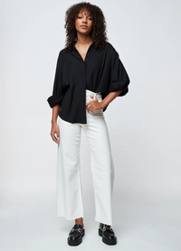 Martha Textured Button-Down Shirt (Black)
