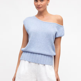 Boat Neck Knit Top (Powder Blue)