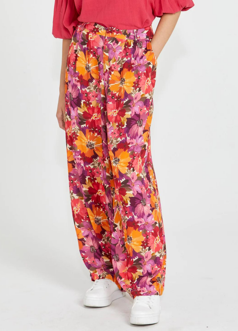 Yasmin Wide Leg Pant (Berry Floral)