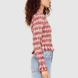 Anouk Shirred Top (Wine Check)