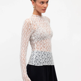 Sandra Long Lace Top (White)