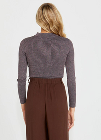 Madeline Lurex Knit Top (Charcoal Pink)