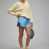 Libby Cotton Stripe Short (Sky Blue Stripe)