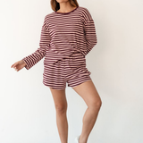 Lennox Stripe Lounge Set – Plum/Pink