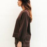 Marlow Contrast Stitch Linen Blend Set – Chocolate