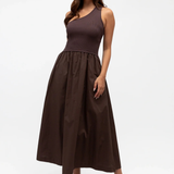 Jesse One Shoulder Maxi Dress (Chocolate)