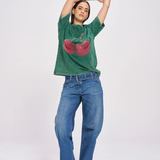 Cherry Baby Acid Wash Tee (Dark Green)