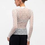 Sandra Long Lace Top (White)