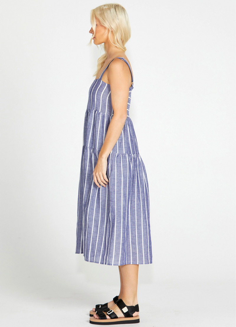 Lydia Striped Midi Dress (Blue)