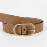 Agen - Wide Oval Buckle - Gold / Beige