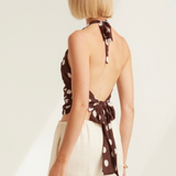 Cocoa Dot Halter Neck Top