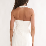 Lily Halter Neck Dress (White)
