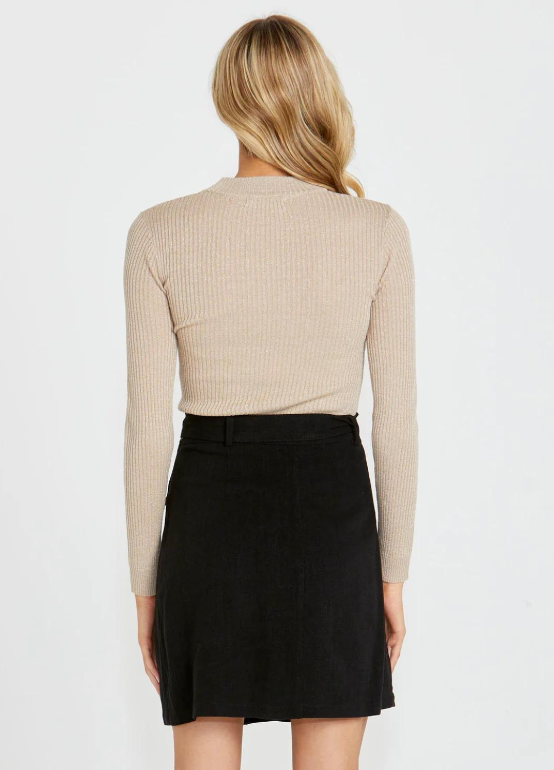 Madeline Lurex Knit Top (Cream Gold)