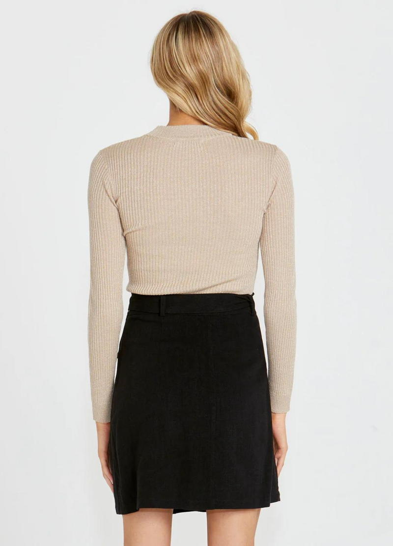 Madeline Lurex Knit Top (Cream Gold)