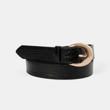 Gwyneth Belt (Black Croc-Shine-Gold)