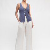 V-Neck Knit Top (Navy)