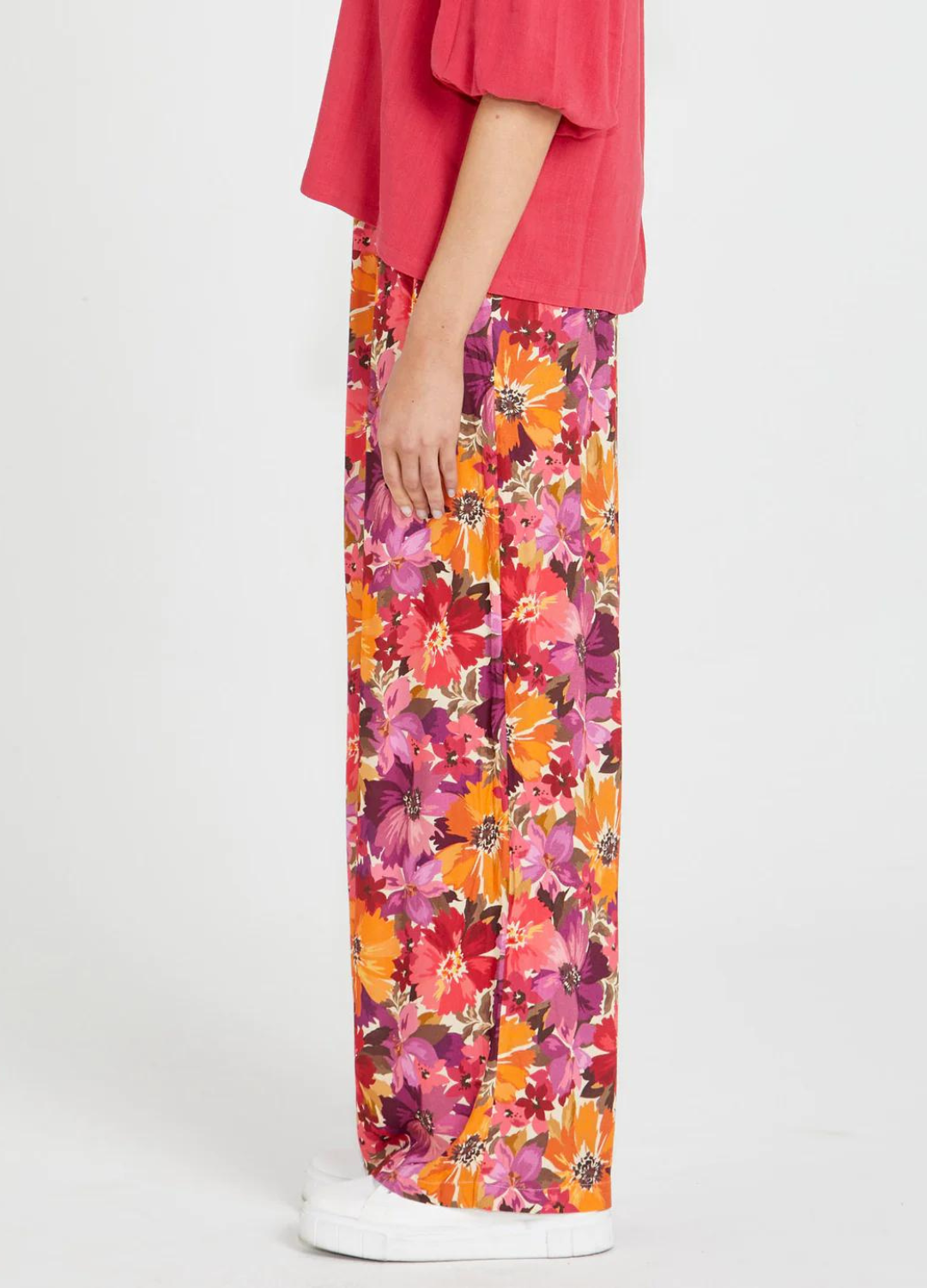 Yasmin Wide Leg Pant (Berry Floral)